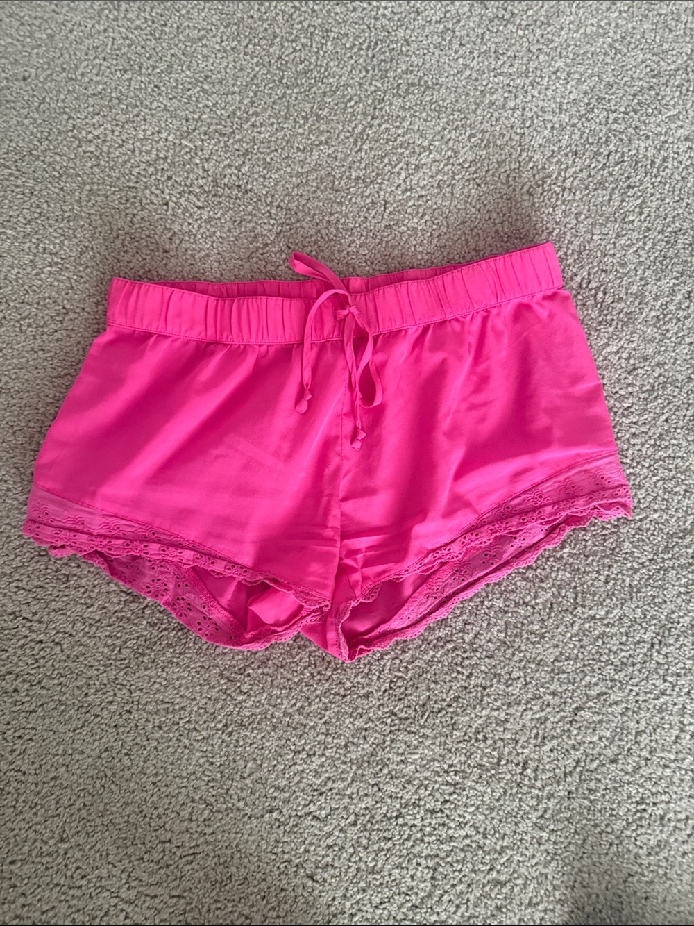 Aerie Hot Pink Lace-Trim Sleep Shorts